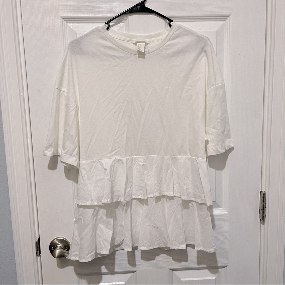 H&M white ruffle top